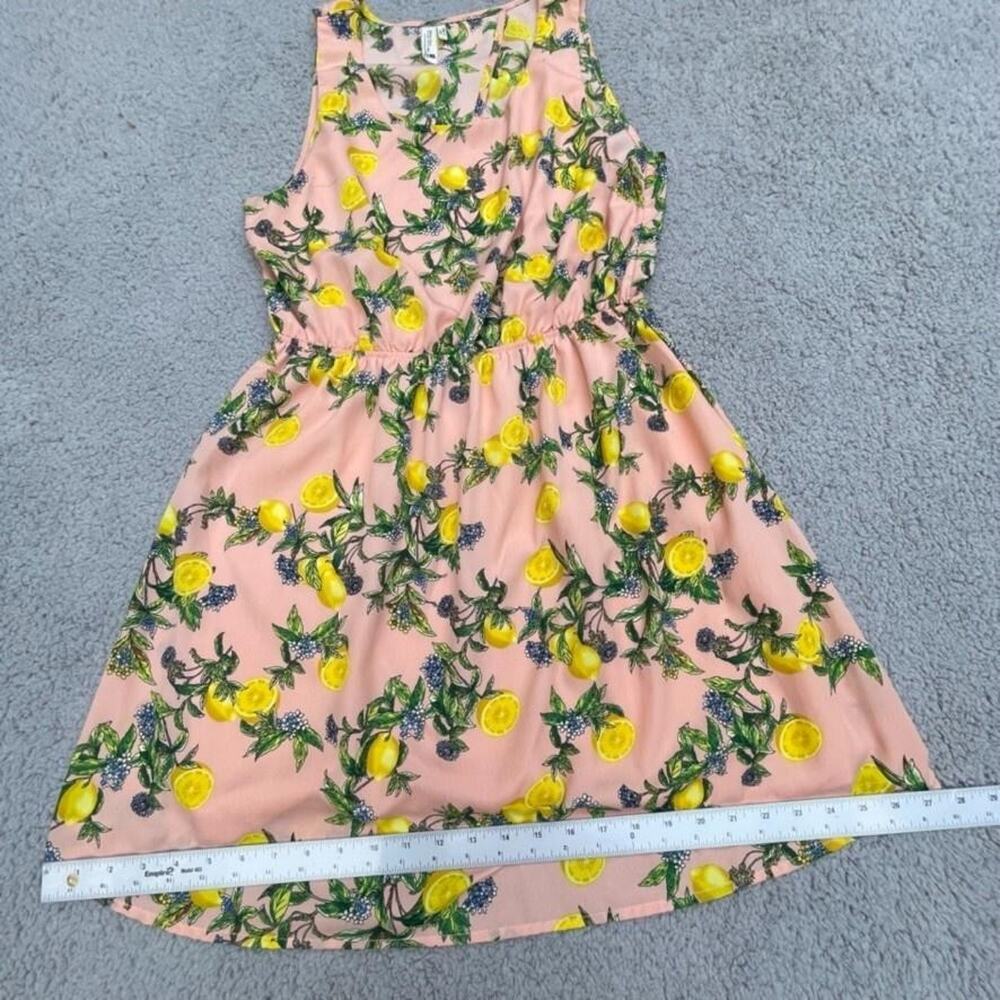 Pink Owl Dress Womens Large Pink Lemon Print Fit & Flare Cutout Back Sleeveless - Picture 12 of 12
